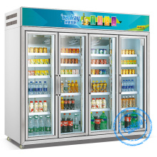 2 door beverage refrigerated showcase display cabinet vertical fridge freezer